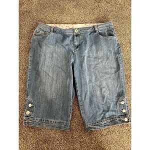 C.J. Banks 22W Women's Denim Shorts with Floral Lining